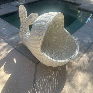 Elegant White Wicker Whale storage Basket
